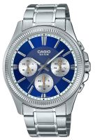 ⌚ Herrenuhr ®CASIO Edelstahl Blau 42mm Tag & Datum 5 ATM NEU