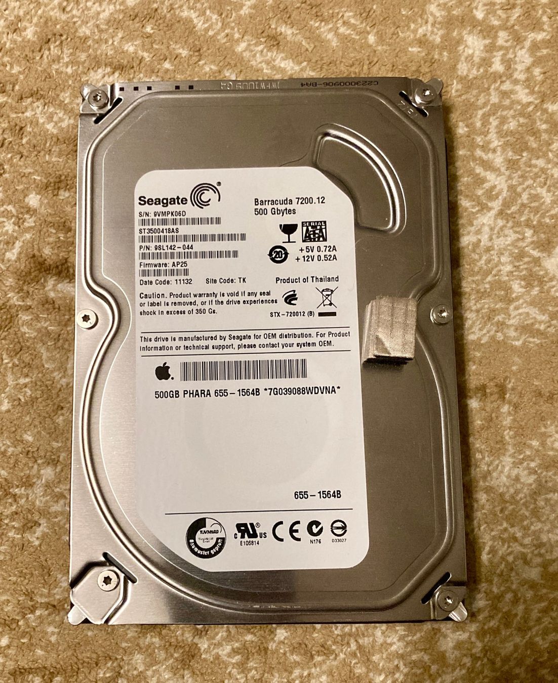 Seagate Harddisks: Apple iMac Harddisk / Festplatte 500 GB SATA – Gebraucht aus Saas-Grund von GarageSaleToday