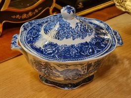 Arabia Finland – Terrine mit Deckel, Blaues Landschaftsdekor