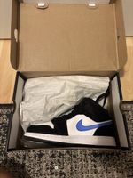 Air Jordan 1 Mid (GS) Schwarz Weiss Blau Grösse 7Y