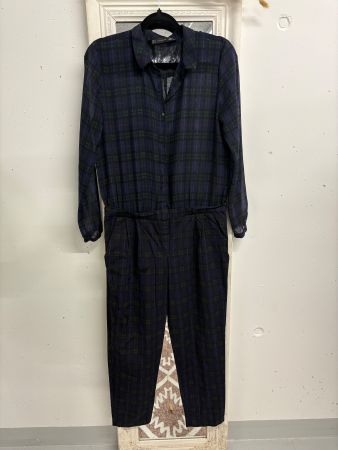Zara Overall Gr. M kariert blau schwarz Jumpsuit