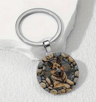 SCHLÜSSELANHÄNGER , SCHÄFERHUND, LEGIERUNG,GLAS,NEU