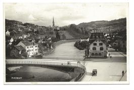 Adliswil (ZH) Dorfpartie mit Kirche - Brücke über Sihl 1934