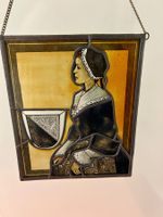 Fensterbild ,,Zürcherin in Tracht‘‘Wappen, Glasmalerei, Blei