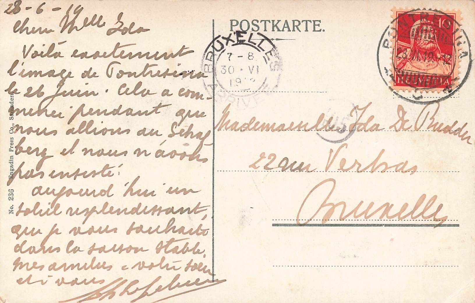 Cartes postales: Pontresina 1919 – D'occasion à Biasca par Blenio71 1