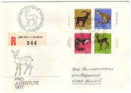 Pro Juventute Serie 1967 mit TAB (Lat) auf offiziellem R-FDC