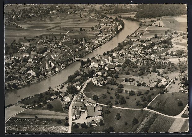 Cartoline postali: Mellingen, Teilansicht mit Brücke, Flie – Usato da Berlin venduto da bartko-reher