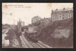 LaChaux de Fonds , Le Pont du Grenier , Dampfzug , gel. 1915