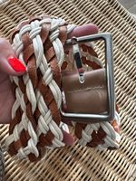 Ceinture tressée vintage en cuir et coton, t90