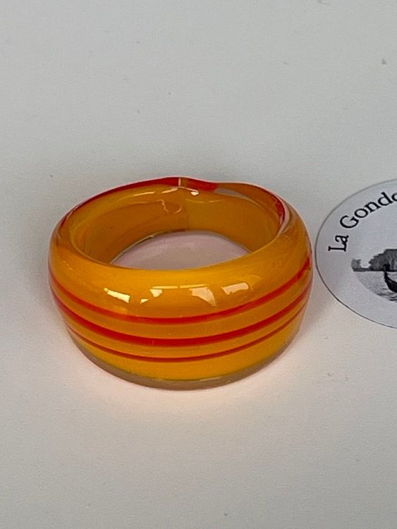 Echter Murano Glas Ring Aus Venedig - Handgefertigte Murrina In Weiß Mit Geschenkbox