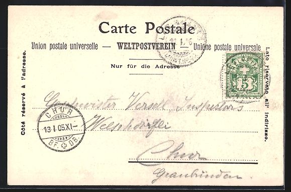 Cartoline postali: AK Château d'Oex, Vue générale, 1905 – Usato da Berlin venduto da bartko-reher 1
