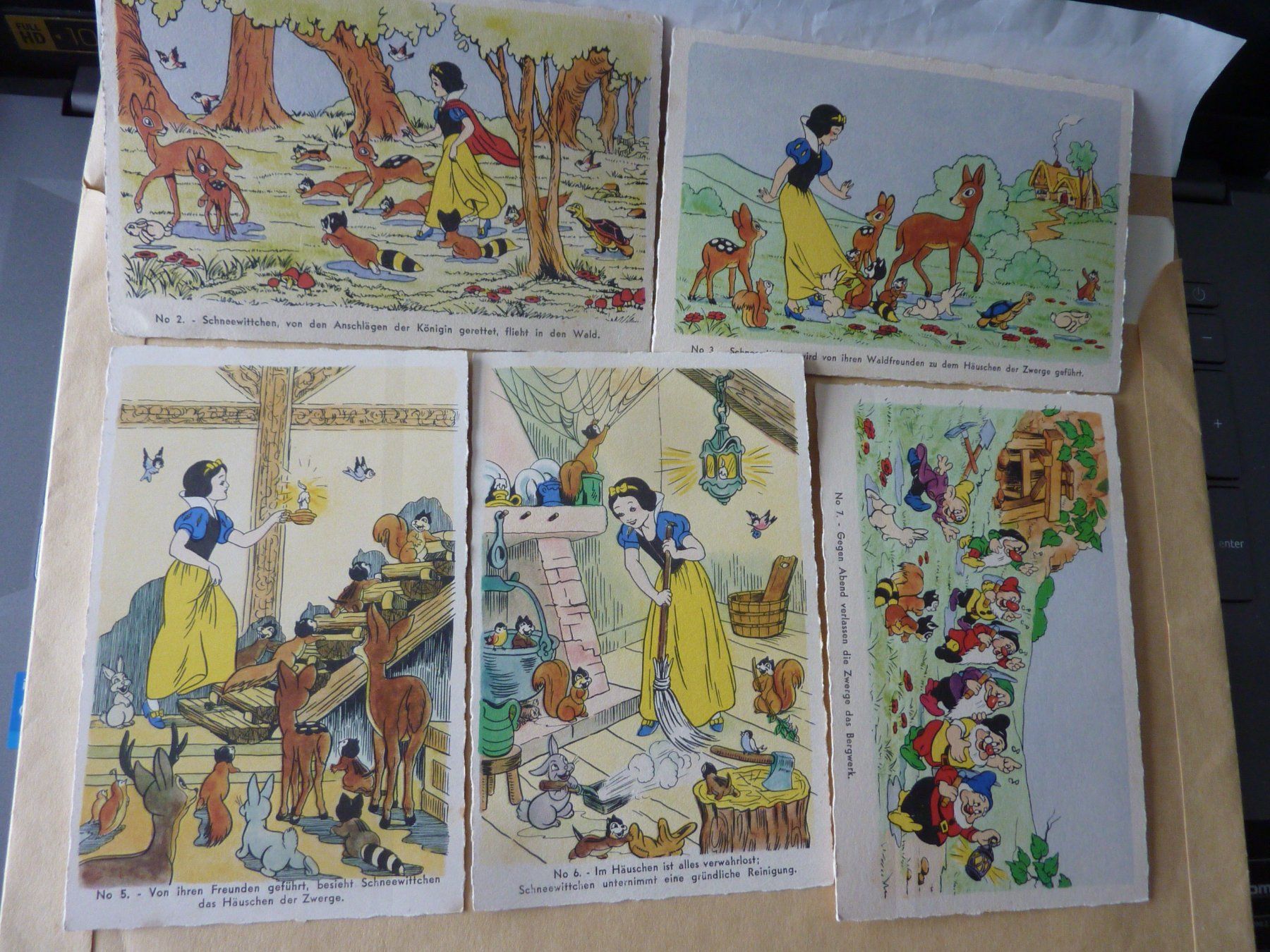 Cartoline postali: MÄRCHEN SCHNEEWITTCHEN EDITION SUPERLUX PARIS WALT DISNEY – Usato da Zürich venduto da Rrehsuah