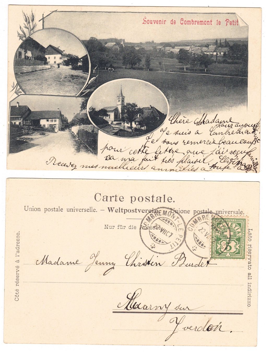 Cartoline postali: Souvenir de Combremont le Petit – Usato da La Tour-de-Peilz venduto da amjust