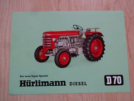Original Prospekt Hürlimann D70 Traktor