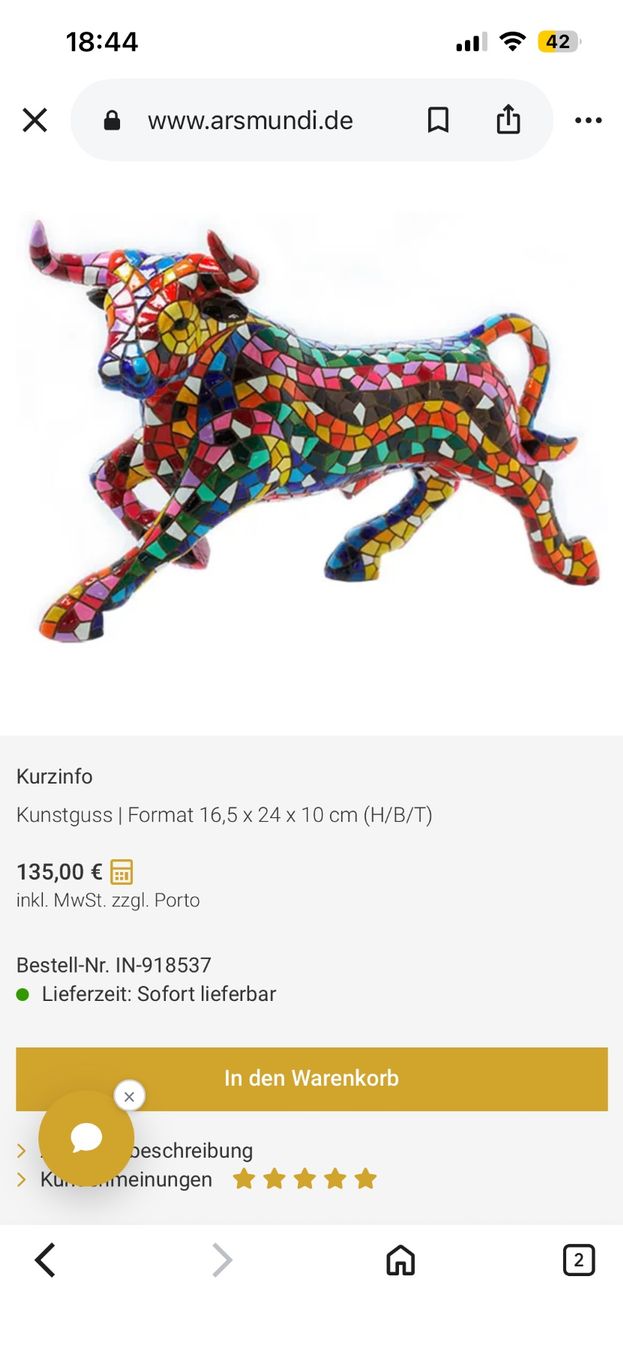 Sculptures & Statues: Stierskulptur Aus Mosaiksteinen – D'occasion à Ebmatingen par Giggelisuppe 1
