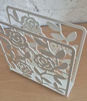 Serviettenhalter Metall weiss mit Rosenmuster guter Zustand