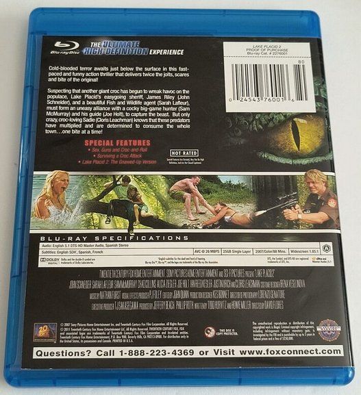 Tutti i DVDs: Lake Placid (2)  Unrated  > Eng & Esp <   Blu-Ray   Code (A) – Usato da St. Gallen venduto da elkapone 3