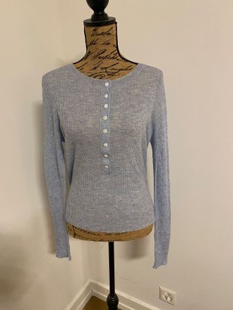 Top Bleu ME + EM Laine Mérinos Cachemire taille L