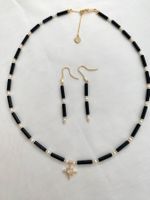 Schwarzer Achat Süsswasserperlen Kette  echte