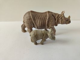 Schleich Panzernashorn Nashorn Wild Life Familie Baby Zoo