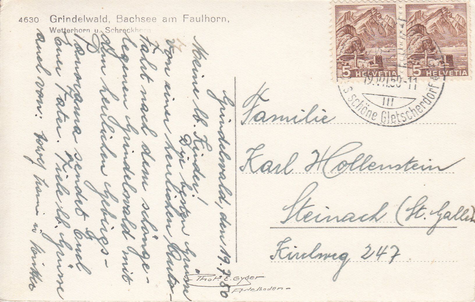 Ansichtskarten: Bachsee 1950 – Gebraucht aus Bürglen TG von StampGraf 1