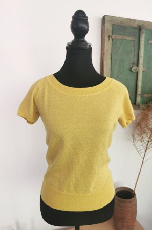 King Louie toller Pullover Gelb mit Glitzerfaden Gr. XS/S