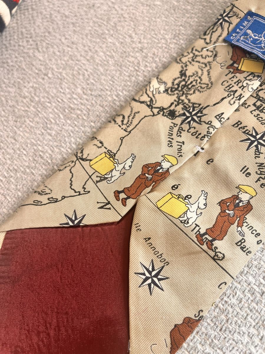 Krawatten: Tie Tintin Map Pattern 100% Silk Made in Italy Used – Gebraucht aus Lausanne von Danash 4