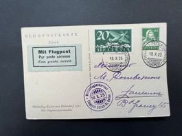 Flugpostkarte 1925 Dübendorf nach Lausanne mit F4 (B555)