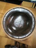 Indonesische Tonschale mit geflochtenem Rand, D = ca. 50 cm