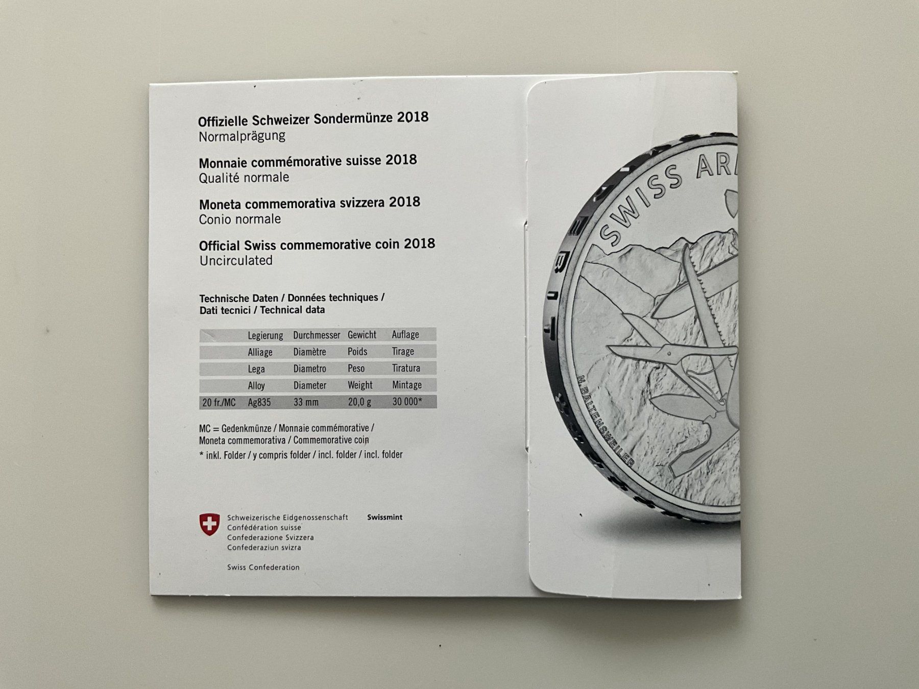 Tutti le monete: Sondermünze Victorinox 2018 – Nuovo e nell'imballaggio originale da Ibach venduto da Femacor 1