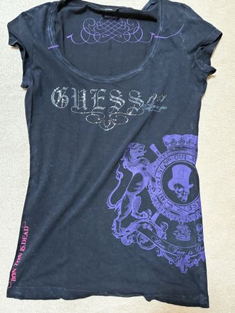Damen T-Shirt GUESS Schwarz bedruckt Grösse S