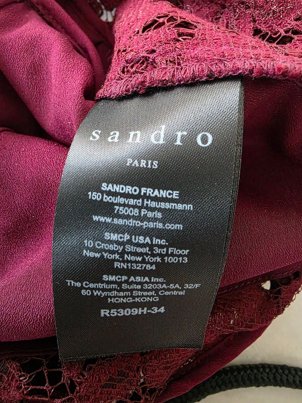 Sandro Vestiti: Robe bordeaux Sandro, taille 1, dentelle florale chic – Nuovo (secondo la descrizione) da Vallamand venduto da joa_6v5n 2