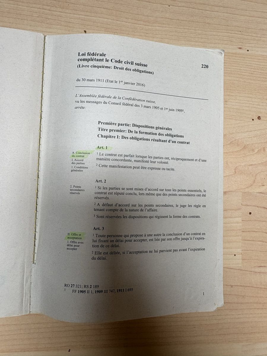 Libri: Code des obligations Suisse - Livre essentiel! – Usato da La Heutte venduto da Overmor66 5