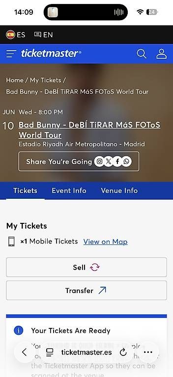 Biglietti: Platinum Ticket BadBunny 10.06 in Madrid  – Usato da Zürich venduto da UserKK1234 1