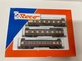 Roco H0, 43903 AC, drei TEE Wagen, Bespielt mit Figuren