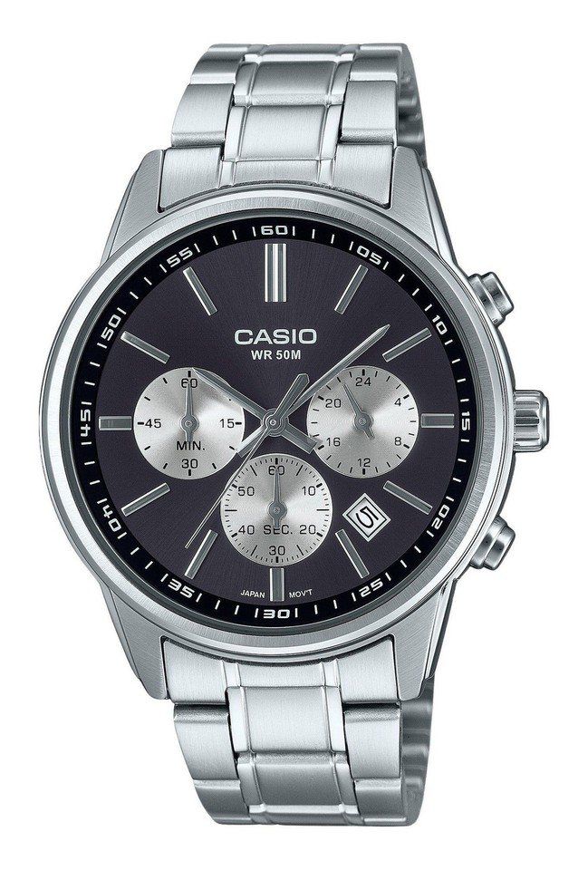 Casio® Herrenuhr Chronograph Edelstahl Grau Analog 5 Bar NEU (Neu und ...