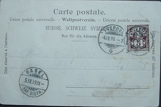 Cartoline postali: YVERDON Vue Générale 1899 – Usato da Jona venduto da philajona 1