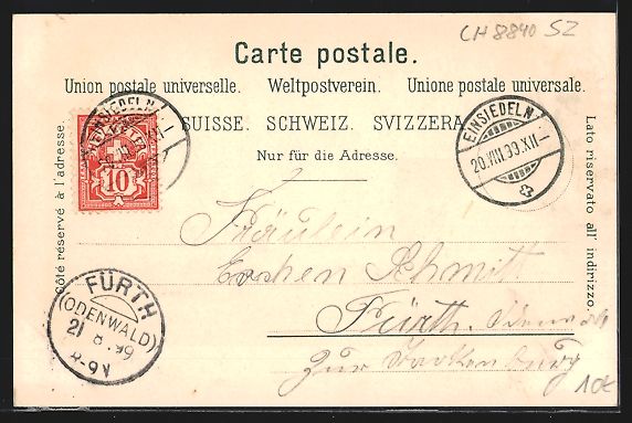 Cartoline postali: Litho Einsiedeln, Kirche und Kloster – Usato da Berlin venduto da bartko-reher 1