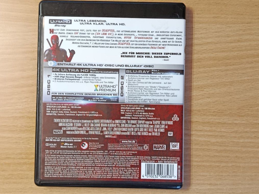 Alle DVDs: Deadpool - 4K UltraHD + Blu-Ray – Gebraucht aus Muhen von Legoholic 1