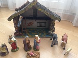 Weihnachtskrippe mit Figuren, Handarbeit, Vintage! 49