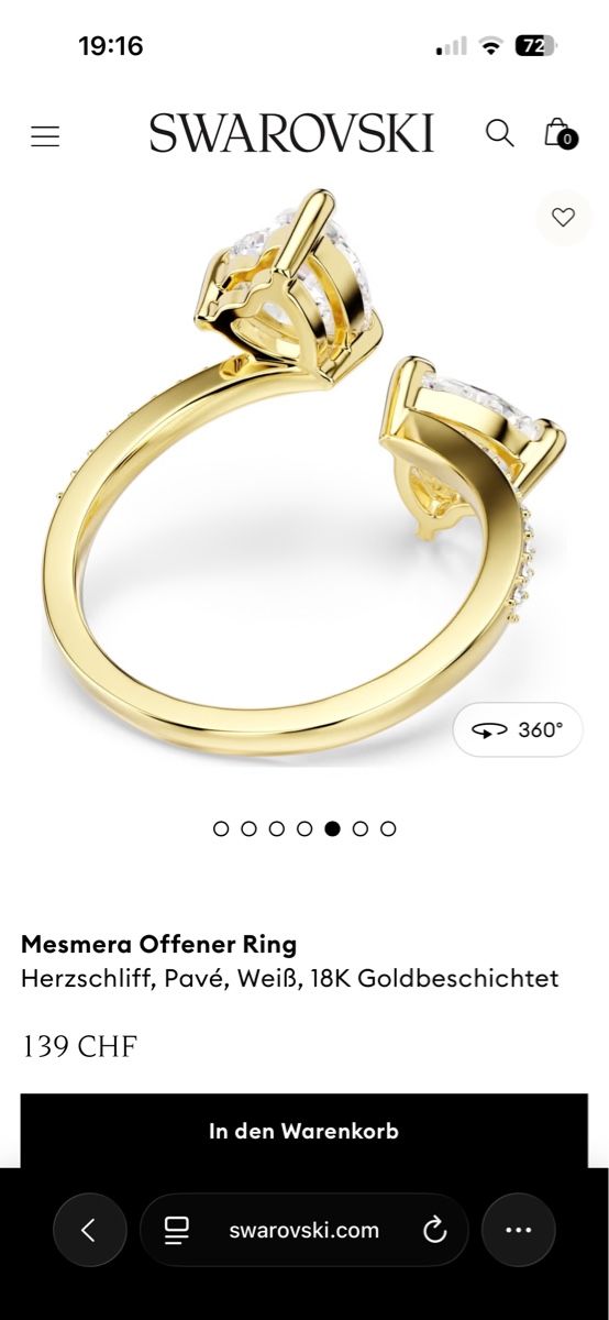 Swarovski Anelli: Mesmera Offener Ring Swarovski – Nuovo (secondo la descrizione) da Bern venduto da Dasch60 4