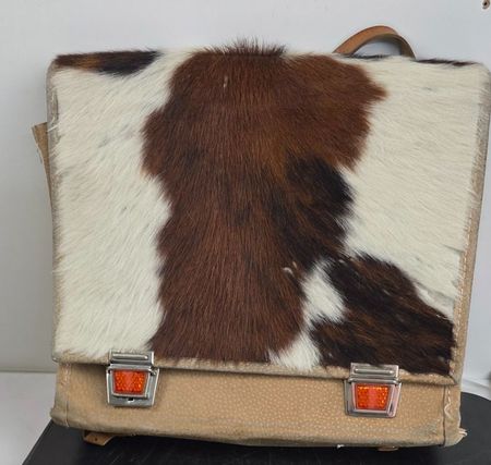 Vintage Leder-Umhängetasche mit Fell (Kuhfell)