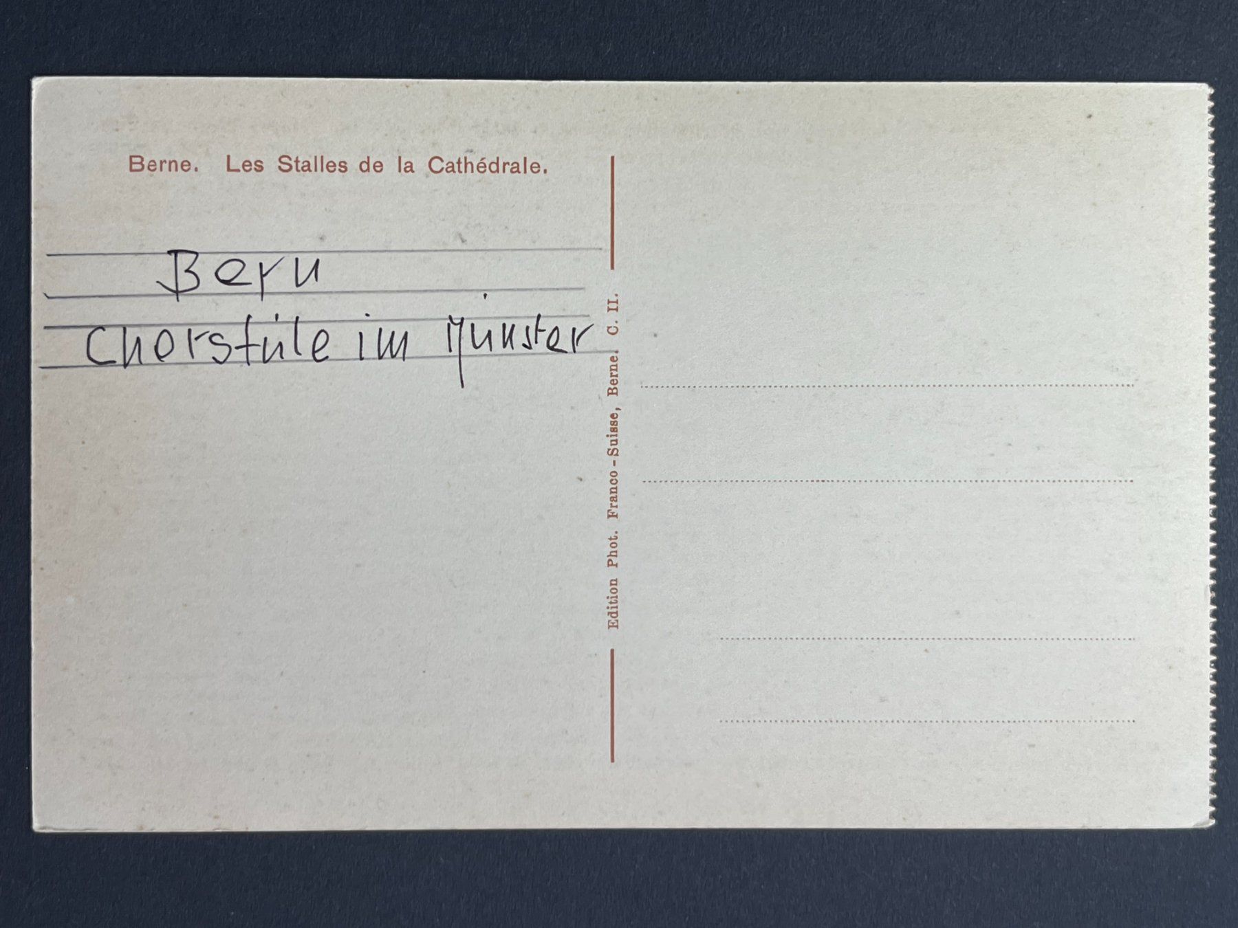 Cartoline postali: Bern - Chorstühle – Usato da Steg VS venduto da _vinci_ 1