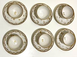 6 Set Tassen mit Untertassen Langenthal Porzellan weiss Gold