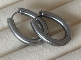 Luxus Elegante Edelstahl Ohrstecker/Creolen Farbe:  Silber