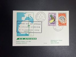 Air Afrique Erstflugbrief Douala-Zürich 1970