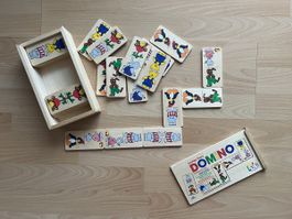 Lustige Tiere Domino aus Massivholz