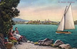 Zürich  ZH -  Hornbach  /  Leute am Seeufer / Seelboot