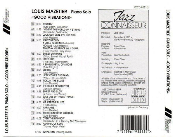 CD: Louis Mazetier - Good Vibrations - include "Sweet Lorraine" – Usato da Unterbäch venduto da jaqila 1