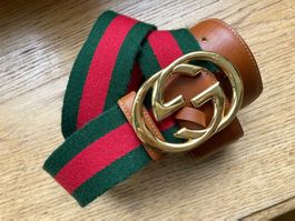 GUCCI GÜRTEL, GR. 75 (80) CM, STOFF/LEDER, KLASSIKER, SELTEN